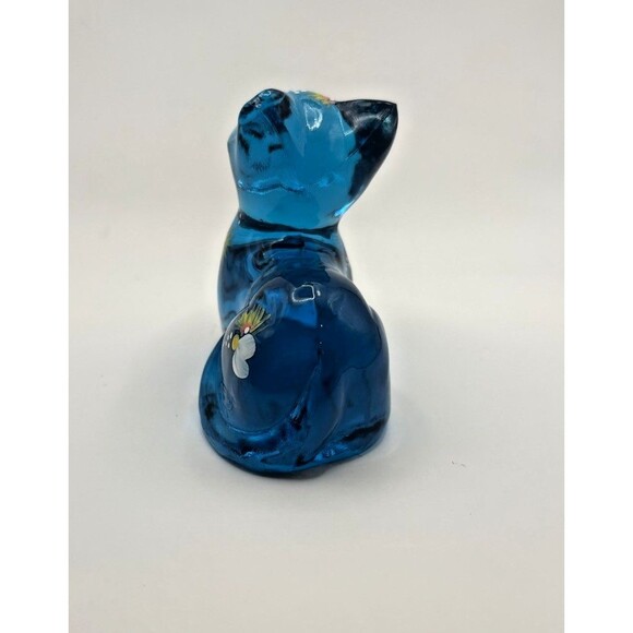 Fenton Perky Aqua Blue Hand Painted Signed Cat No Sticker Used - Picture 3 of 15
